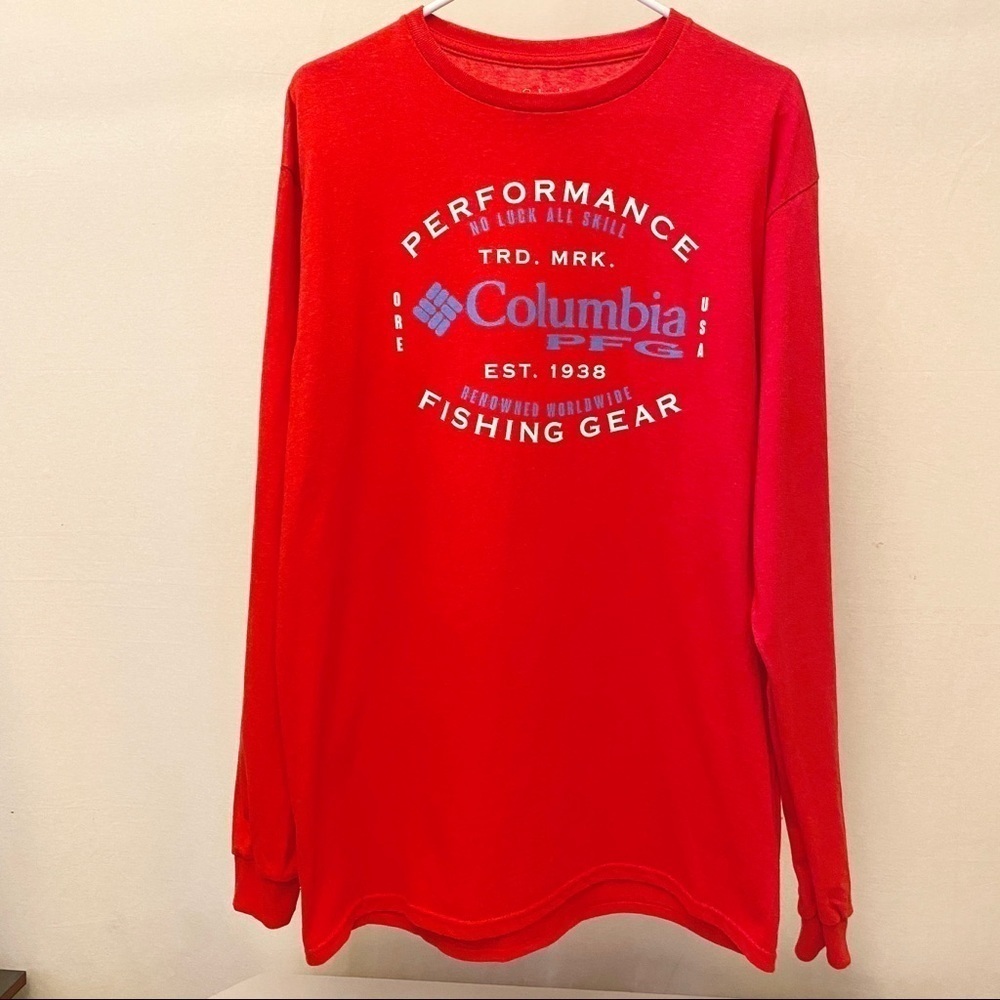 Columbia PFG NWT Sz L T Shirt, Long Sleeve, Red, Logo, Professional Fishing Gear - Picture 2 of 5
